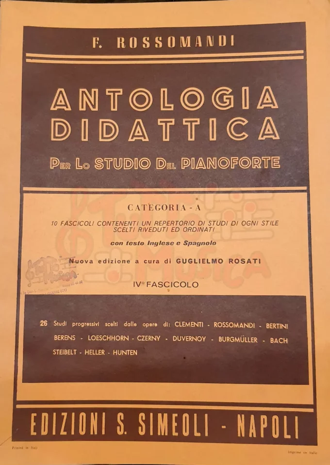 F.Rossomandi Antologia Didattica per lo studio del Pianoforte Categoria A Fascicolo IV