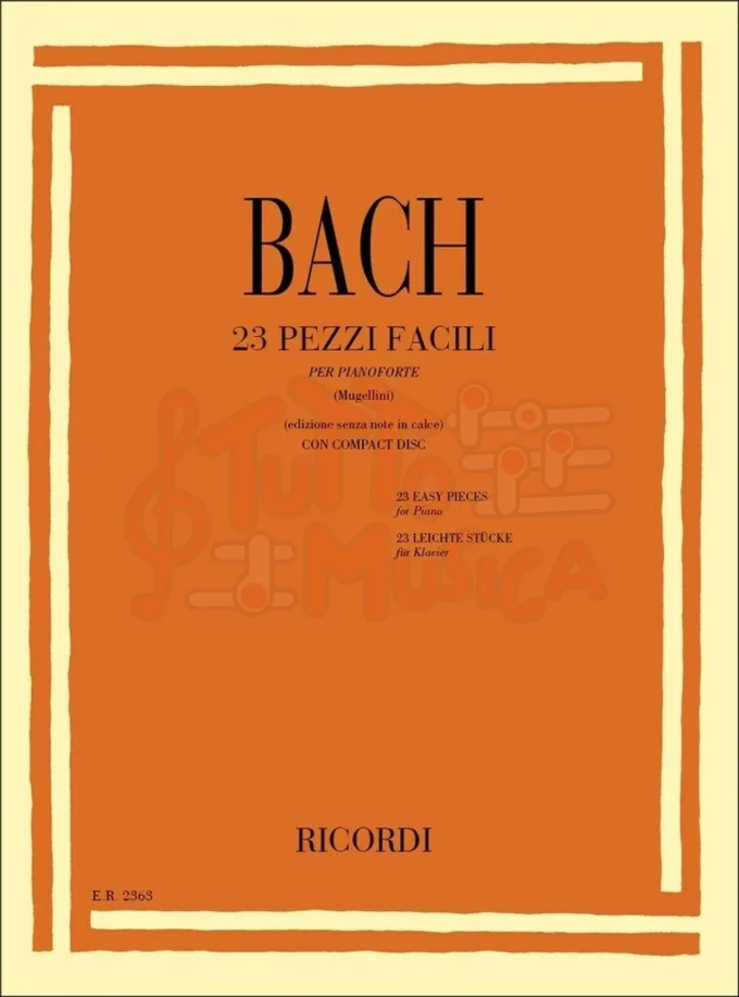 J.S.Bach 23 pezzi facili con CD Rev.Mugellini per Pianoforte