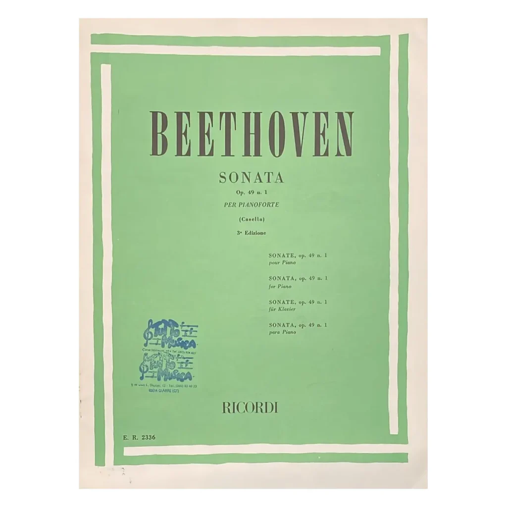 Beethoven Sonata Op.49 n.1 Per Pianoforte Casella terza edizione